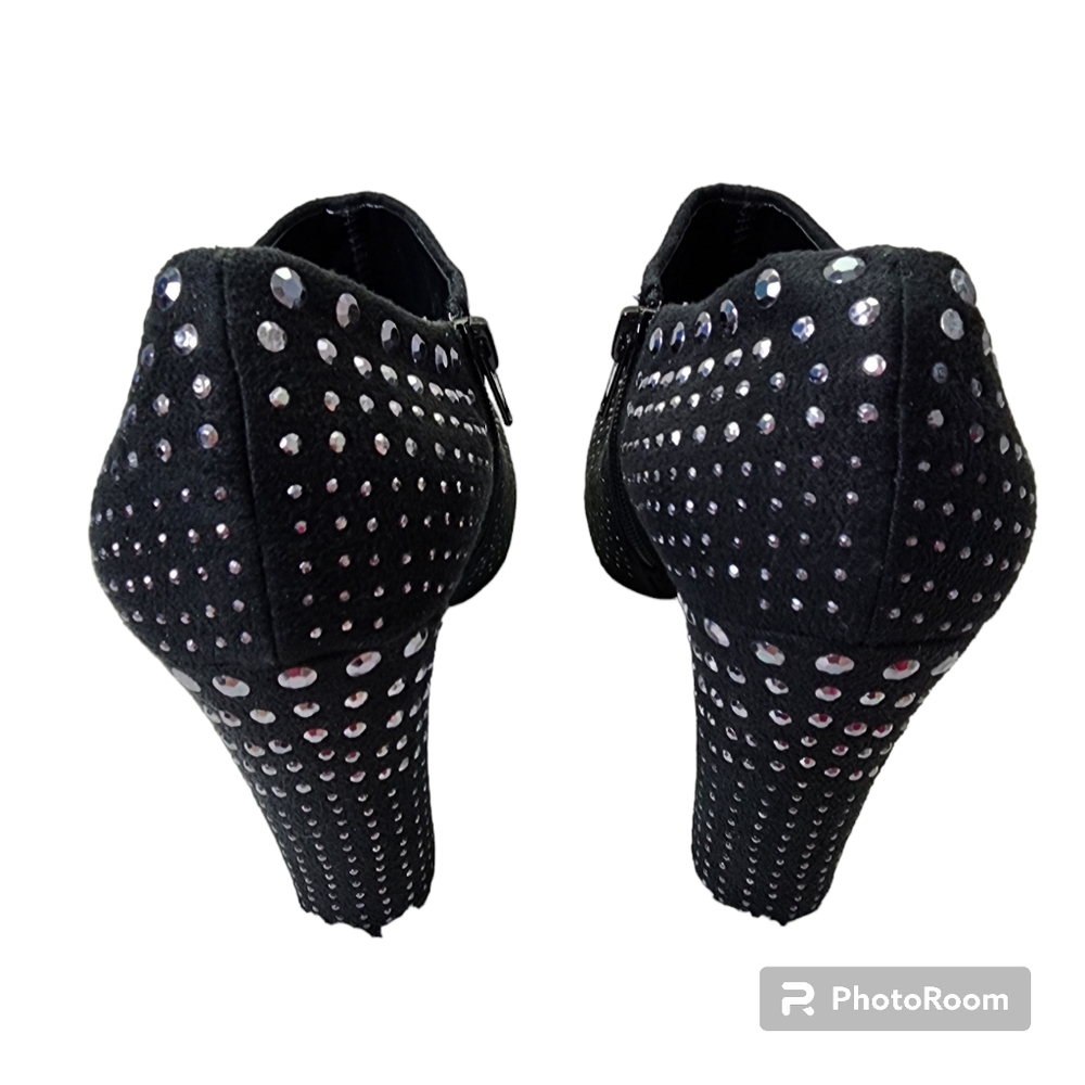 Jeffrey Tyler Annie booties black studs tall heeled booties sz 8 m nwt's - Picture 2 of 11